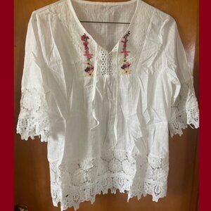 Cotton embroidered lace blouse